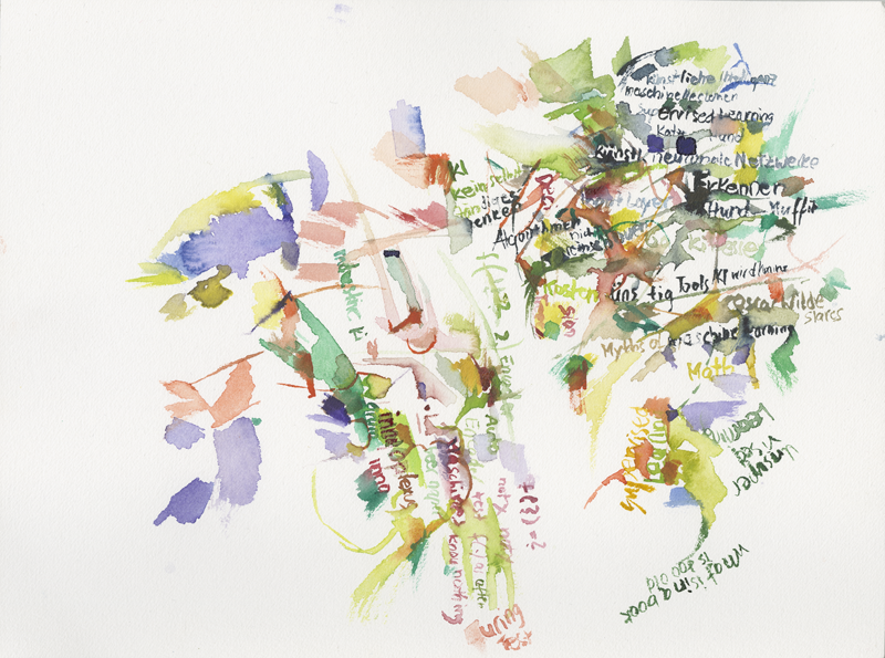 2018-05-23: #digiforum - Big Data & Artificial Intelligence - übernehmen jetzt die Roboter? Carlos Garcia Cordero, TU Darmstadt: Machine Learning Basics and Myths, 
  Dr. Gunjan Bhardwaj, CEO Innoplexus AG: The Third Wave of AI - Kirsten Kötter: water colour, 24 x 32 cm